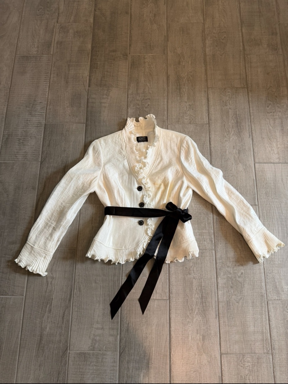 🖤 Adrianna Papell Ivory Ruffle Jacket Top - Picture 2 of 11